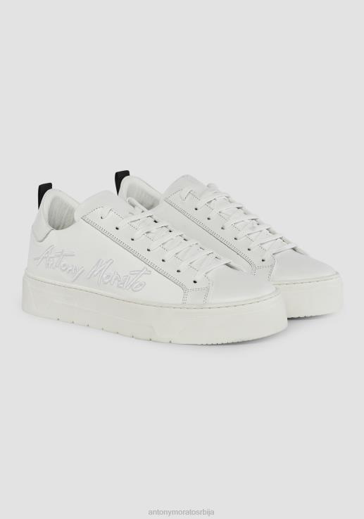 Antony Morato мушкарци фларе ниске патике од 100% коже са логом са стране бео обућа D6D06315