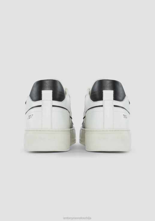 Antony Morato мушкарци 707 ниске кожне патике са контрастним детаљима и перфорираним врхом црн обућа D6D06316