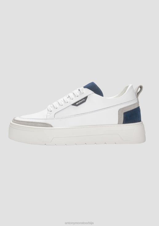 Antony Morato мушкарци ниске патике од кремене коже са детаљима од антилопа плаво мастило обућа D6D06290