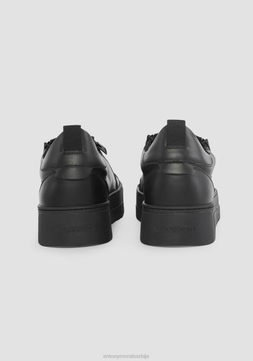 Antony Morato мушкарци кожне патике са патент затварачем са металним патентним затварачем црн обућа D6D06302
