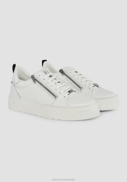Antony Morato мушкарци кожне патике са патент затварачем са металним патентним затварачем бео обућа D6D06303