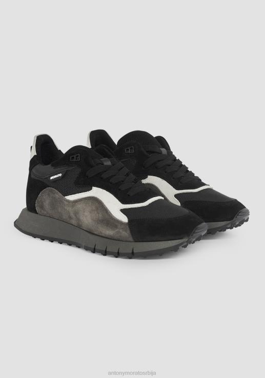 Antony Morato мушкарци тркачке еике кожне и платнене патике са логотипом црн обућа D6D06317