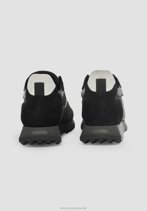 Antony Morato мушкарци тркачке еике кожне и платнене патике са логотипом црн обућа D6D06317