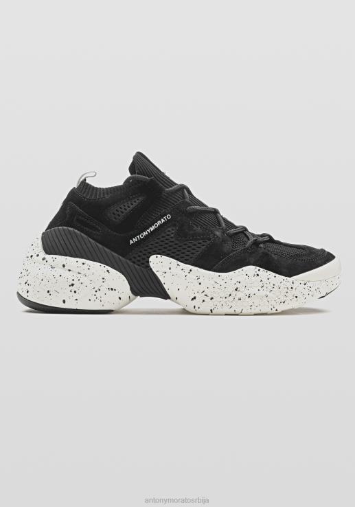 Antony Morato мушкарци патике за трчање осло у плетеном дресу са детаљима од вештачког семиша црн обућа D6D06325