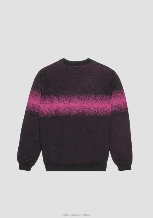 Antony Morato мушкарци Дуксер нормалног кроја од предива од мешавине вуне са контрастном жакард траком 5096 одећу D6D0646