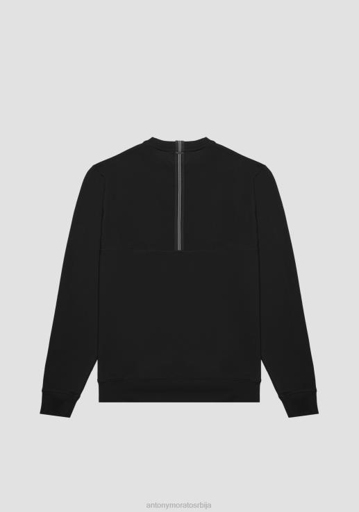 Antony Morato мушкарци дукс од меког растезљивог памука са контрастним гумираним логом црн одећу D6D0648