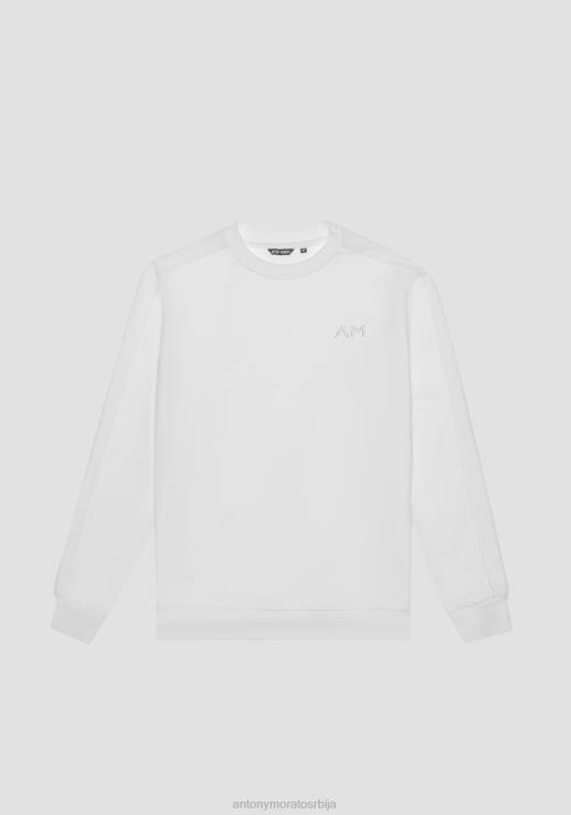 Antony Morato мушкарци Дукс од мешавине памука нормалног кроја са везеним логом крем одећу D6D0651