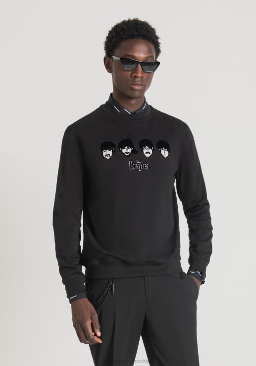 Antony Morato мушкарци Дуксер нормалног кроја од мешавине памука са принтом Беатлеса црн одећу D6D0654