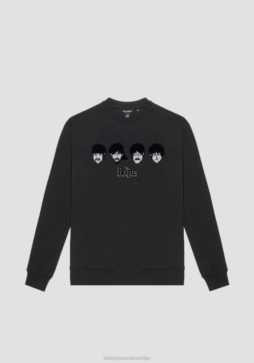 Antony Morato мушкарци Дуксер нормалног кроја од мешавине памука са принтом Беатлеса црн одећу D6D0654