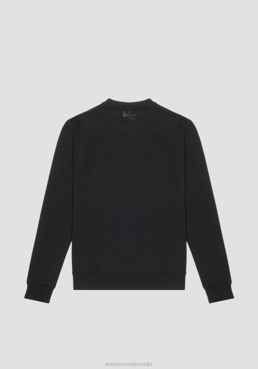 Antony Morato мушкарци Дуксер нормалног кроја од мешавине памука са принтом Беатлеса црн одећу D6D0654