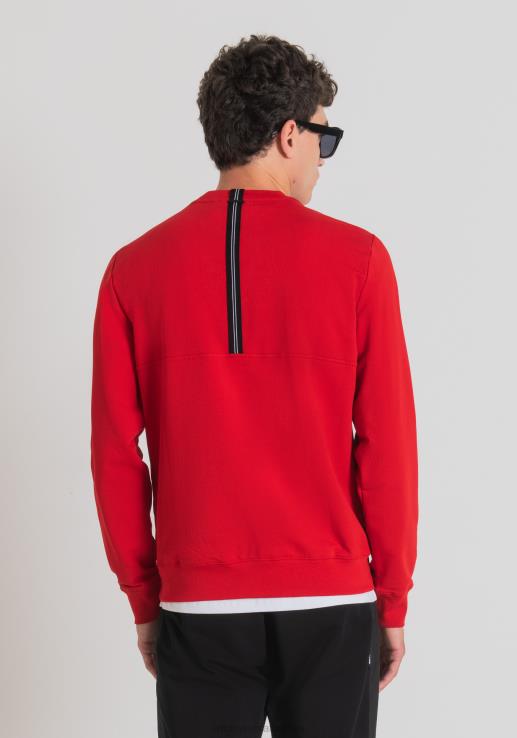 Antony Morato мушкарци дукс од меког растезљивог памука са контрастним гумираним логом црвена одећу D6D0657