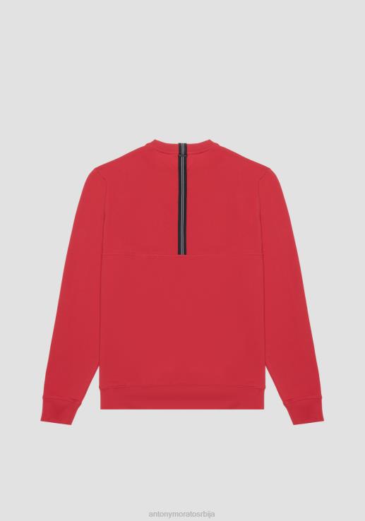 Antony Morato мушкарци дукс од меког растезљивог памука са контрастним гумираним логом црвена одећу D6D0657