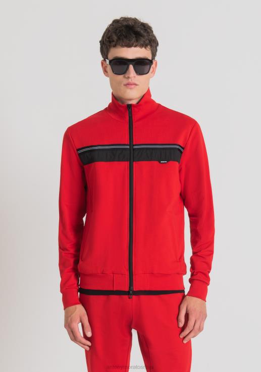 Antony Morato мушкарци Дуксер са високим изрезом од меког растезљивог памука са скривеним предњим џеповима црвена одећу D6D0658