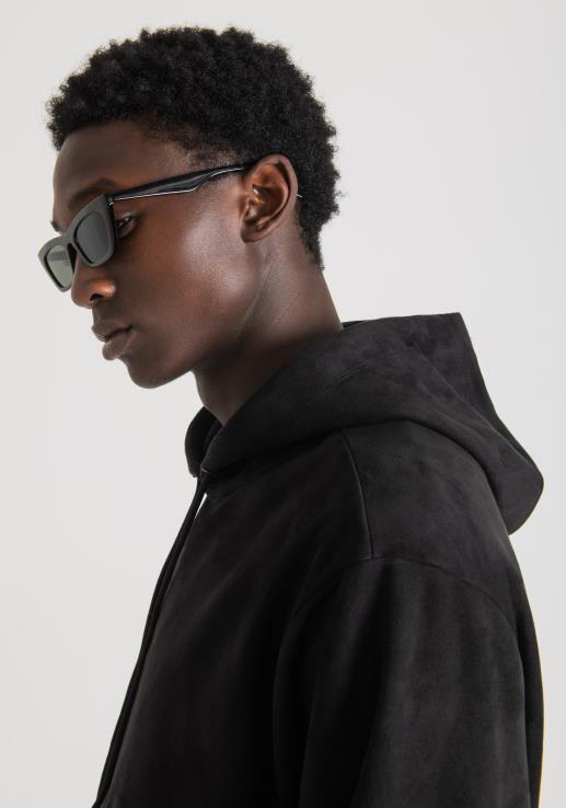 Antony Morato мушкарци Дуксер нормалног кроја од еластичне тканине са ефектом семиша црн одећу D6D0660