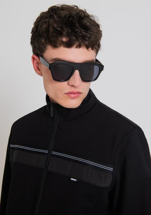 Antony Morato мушкарци Дуксер са високим изрезом од меког растезљивог памука са скривеним предњим џеповима црн одећу D6D0662