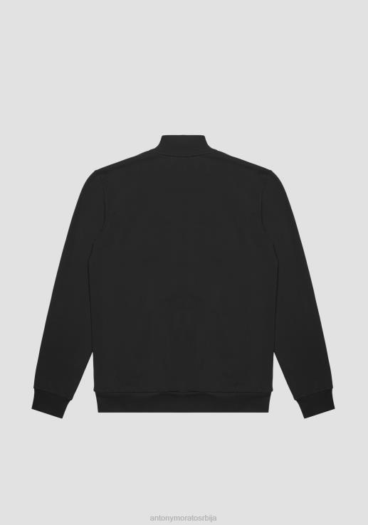 Antony Morato мушкарци Дуксер са високим изрезом од меког растезљивог памука са скривеним предњим џеповима црн одећу D6D0662