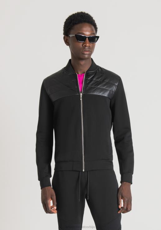 Antony Morato мушкарци Дуксер нормалног кроја од мешавине памука са сјајним најлонским уметком црн одећу D6D0663