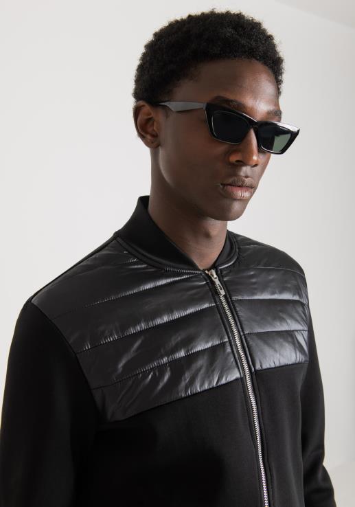 Antony Morato мушкарци Дуксер нормалног кроја од мешавине памука са сјајним најлонским уметком црн одећу D6D0663