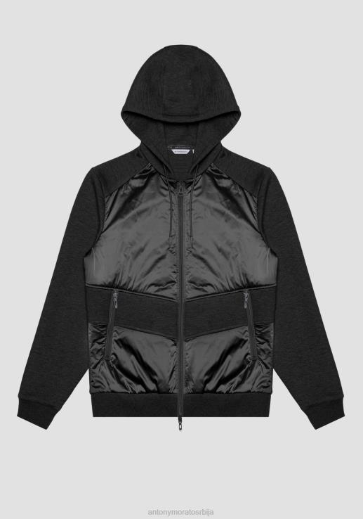 Antony Morato мушкарци дуксерица нормалног кроја од растегљиве тканине са контрастним детаљима црн одећу D6D0666