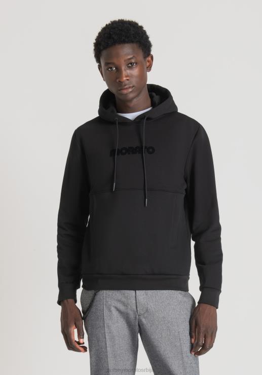 Antony Morato мушкарци Дуксер уобичајеног кроја од мешавине памука са капуљачом и кенгур џепом црн одећу D6D0670