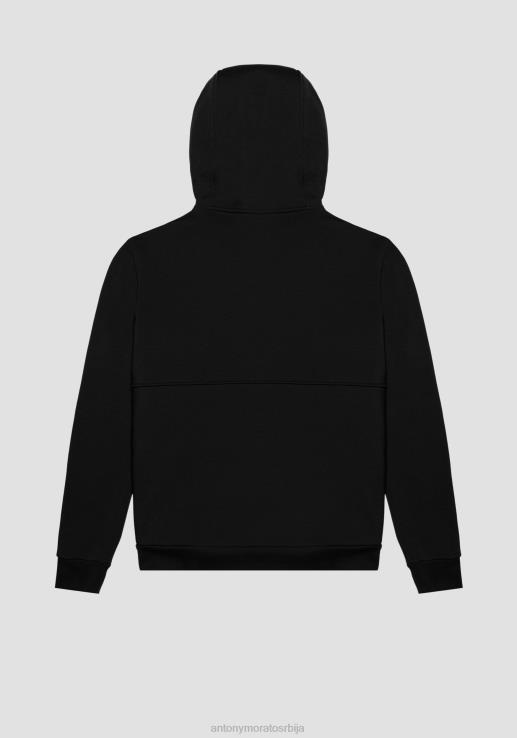 Antony Morato мушкарци Дуксер уобичајеног кроја од мешавине памука са капуљачом и кенгур џепом црн одећу D6D0670