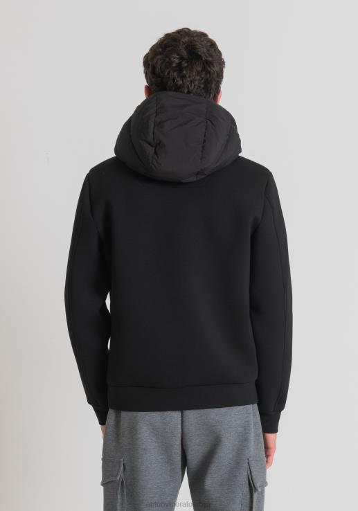 Antony Morato мушкарци танка јакна од подстављене техничке тканине са капуљачом црн одећу D6D0612