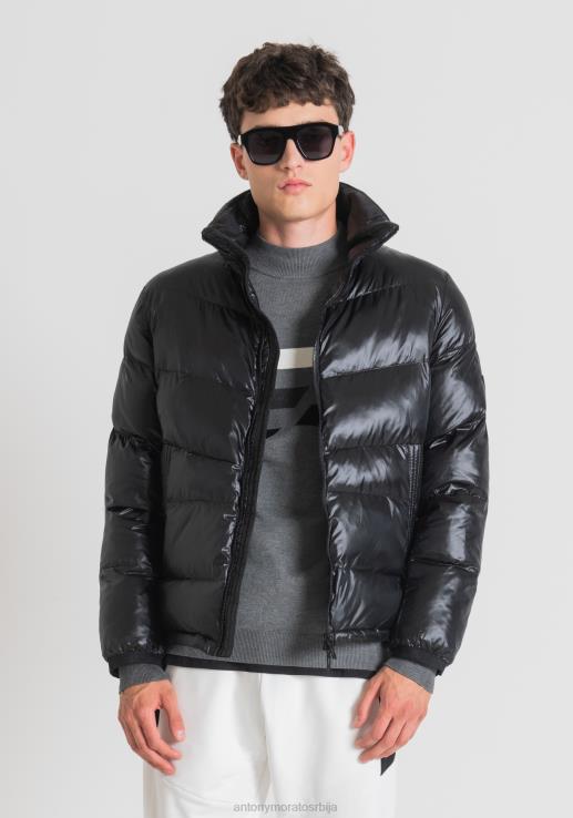 Antony Morato мушкарци јакна регуларног кроја са еко-одрживом подставом са ефектом преливања црн одећу D6D0615