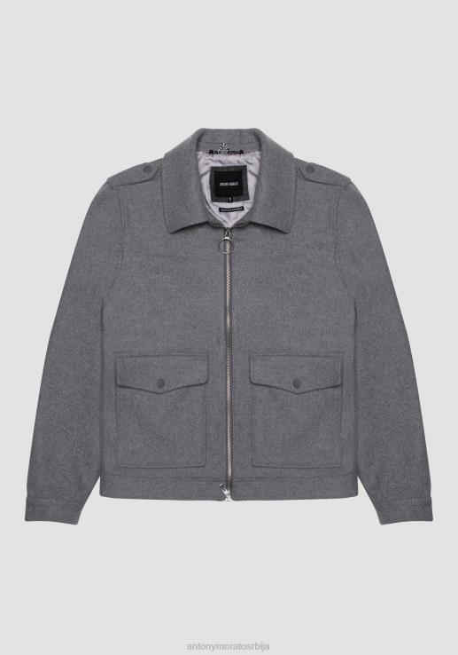 Antony Morato мушкарци скраћени капут нормалног кроја од мешавине вуне и кашмира средње сиви меланж одећу D6D0619