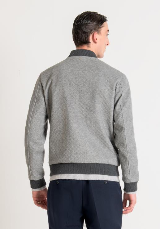 Antony Morato мушкарци Бомбер јакна уског кроја од растегљиве вискозне мешавине кепера средње сиви меланж одећу D6D0620