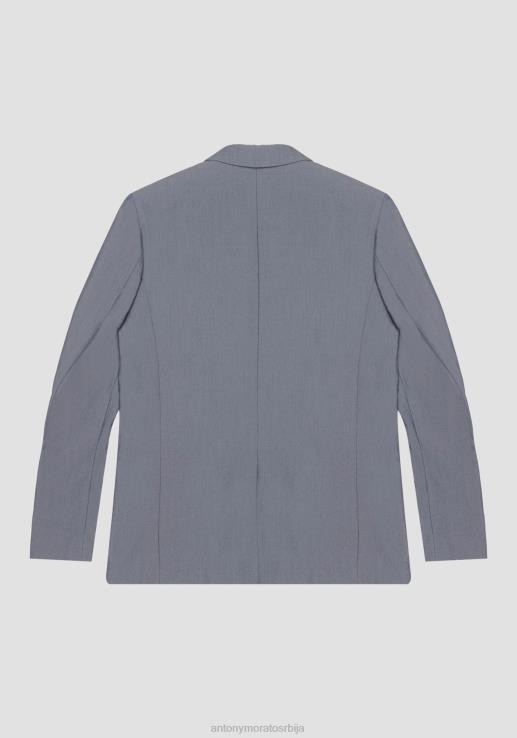 Antony Morato мушкарци Рогер регулар-фит сако са дуплим копчањем од мешавине памука са ефектом тексаса светло плава одећу D6D0626