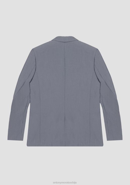 Antony Morato мушкарци Рогер регулар-фит сако са дуплим копчањем од мешавине памука са ефектом тексаса светло плава одећу D6D0626