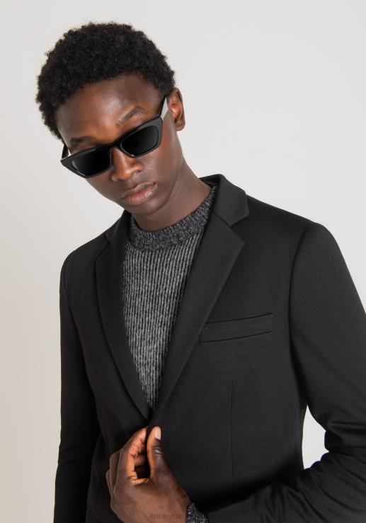 Antony Morato мушкарци асхе супер слим јакна од једнобојне растезљиве вискозне тканине црн одећу D6D0630