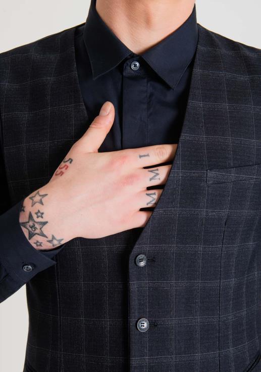 Antony Morato мушкарци танак прслук од растегљиве вискозне мешавине са шаром плаво мастило одећу D6D0632