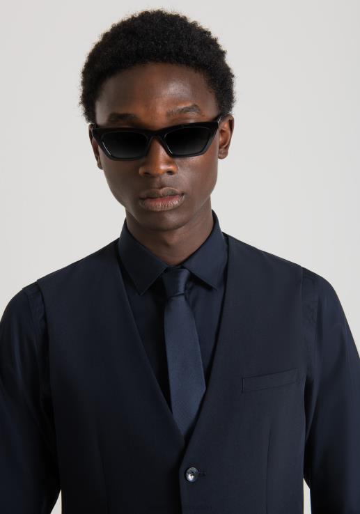 Antony Morato мушкарци уски прслук од растегљиве мешавине вискозе плаво мастило одећу D6D0634