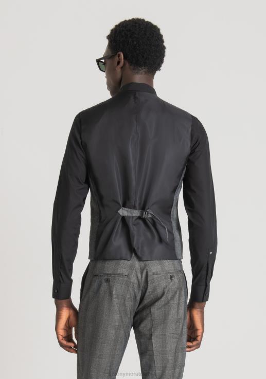 Antony Morato мушкарци танак прслук од растезљиве вискозне мешавине принца од Велса црн одећу D6D0638