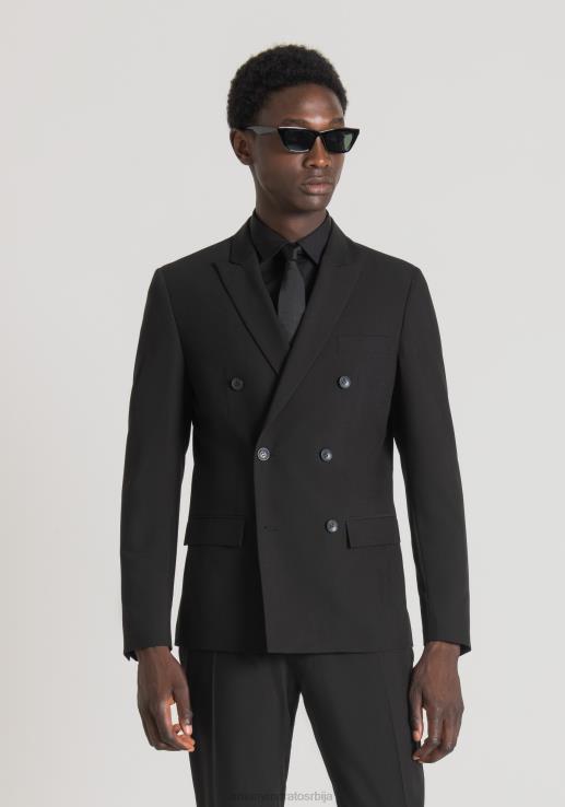 Antony Morato мушкарци кате слим фит сако са дуплим копчањем од еластичне вискозне тканине црн одећу D6D0639