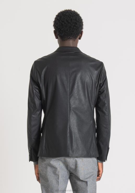 Antony Morato мушкарци зелда слим фит јакна од вештачке коже црн одећу D6D0641