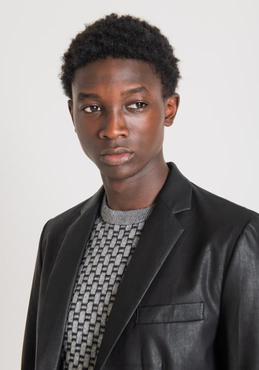 Antony Morato мушкарци зелда слим фит јакна од вештачке коже црн одећу D6D0641