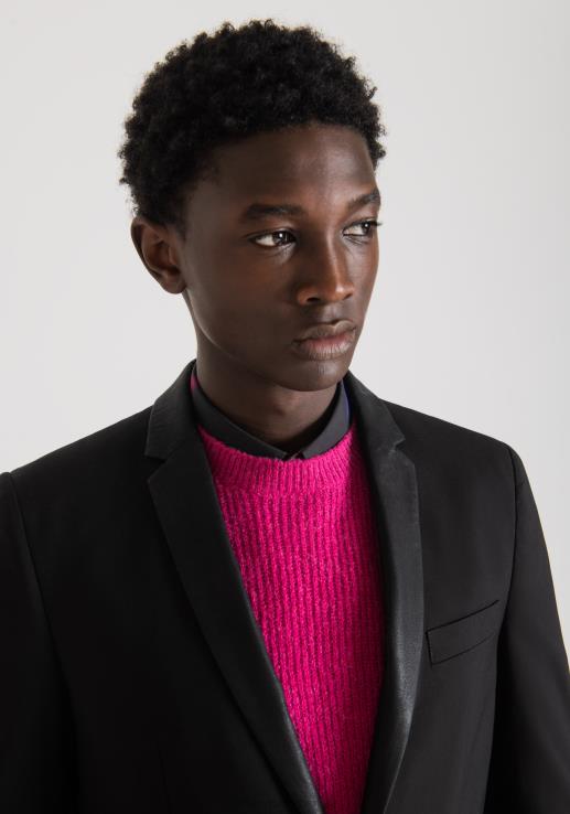 Antony Morato мушкарци јуди слим јакна од растезљиве тканине са контрастним детаљима од вештачке коже црн одећу D6D0642