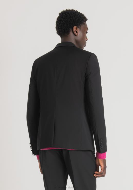 Antony Morato мушкарци јуди слим јакна од растезљиве тканине са контрастним детаљима од вештачке коже црн одећу D6D0642