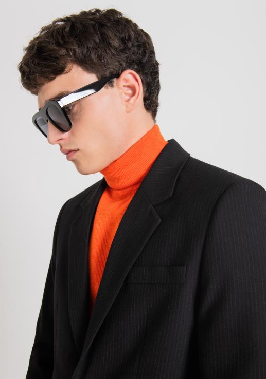 Antony Morato мушкарци сусан јакна регуларног кроја од растезљиве тканине са узорком на траке црн одећу D6D0643