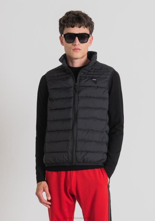 Antony Morato мушкарци танка најлонска јакна без рукава са сорона аура еколошком подставом црн одећу D6D069