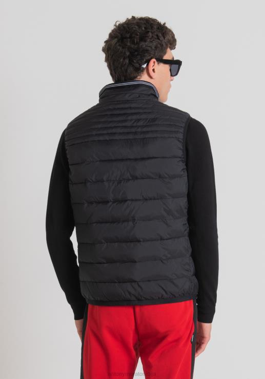 Antony Morato мушкарци танка најлонска јакна без рукава са сорона аура еколошком подставом црн одећу D6D069