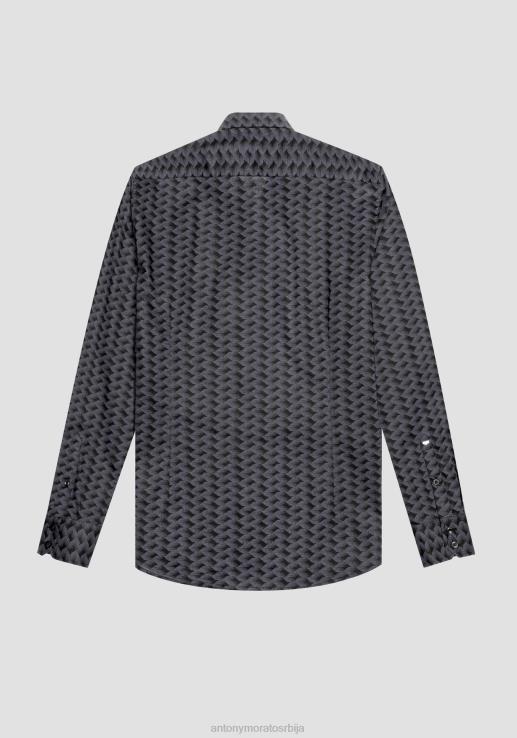 Antony Morato мушкарци наполи слим фит кошуља од 100% памука са микро узорком 9071 одећу D6D06114