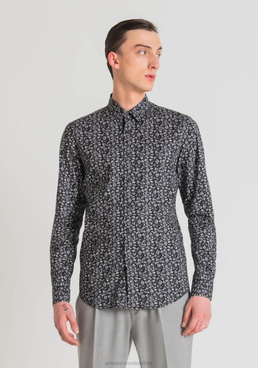 Antony Morato мушкарци наполи слим фит кошуља од меког штампаног памука 9074 одећу D6D06112