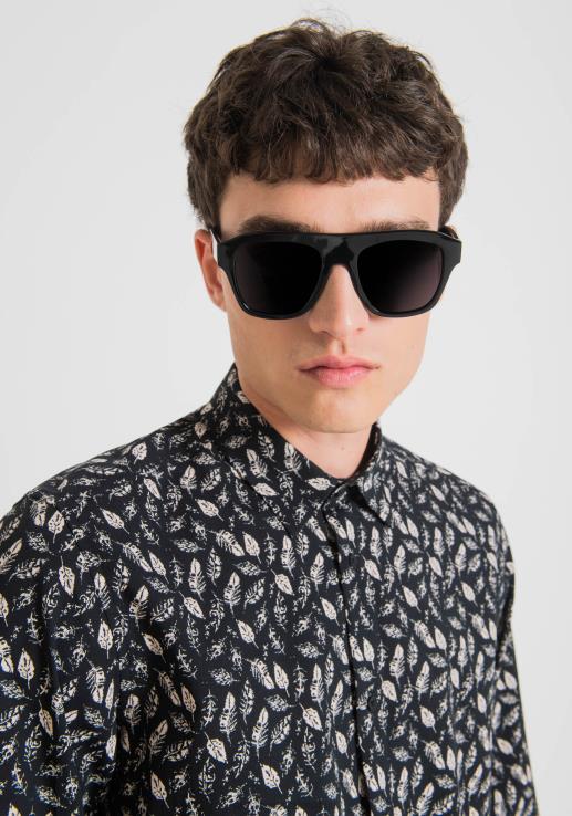 Antony Morato мушкарци директна кошуља од мешавине памука из барселоне са дезеном по целој површини црн одећу D6D06108