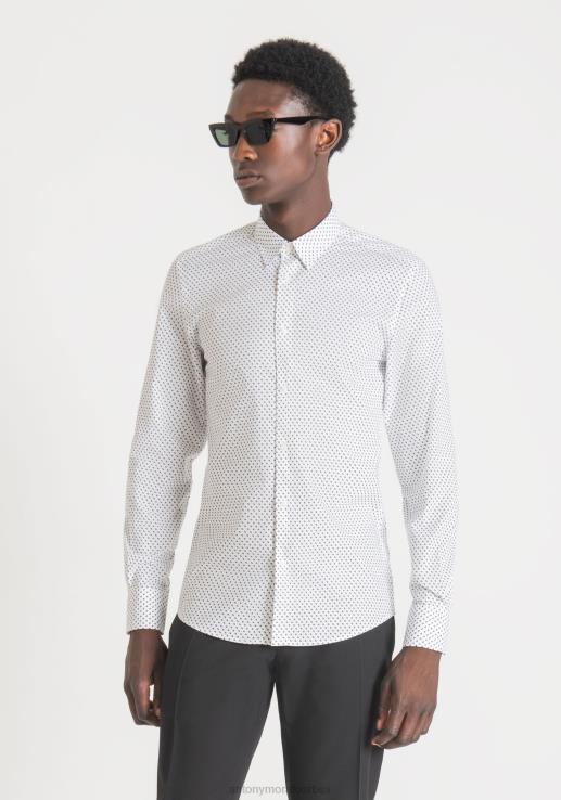 Antony Morato мушкарци наполи слим фит кошуља од чистог штампаног памука бео одећу D6D06113