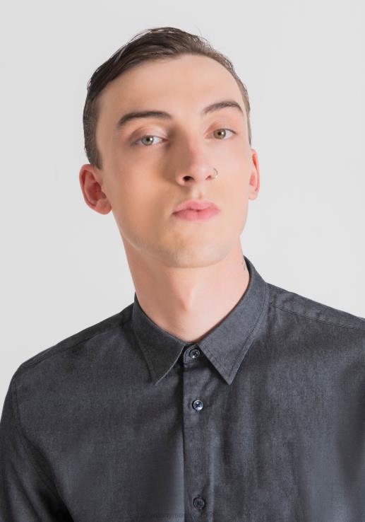 Antony Morato мушкарци наполи слим-фит кошуља од чистог памука који се лако пегла са ефектом тексаса светло плава одећу D6D06115