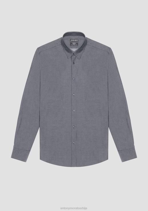 Antony Morato мушкарци наполи слим-фит кошуља од чистог памука који се лако пегла са ефектом тексаса светло плава одећу D6D06115