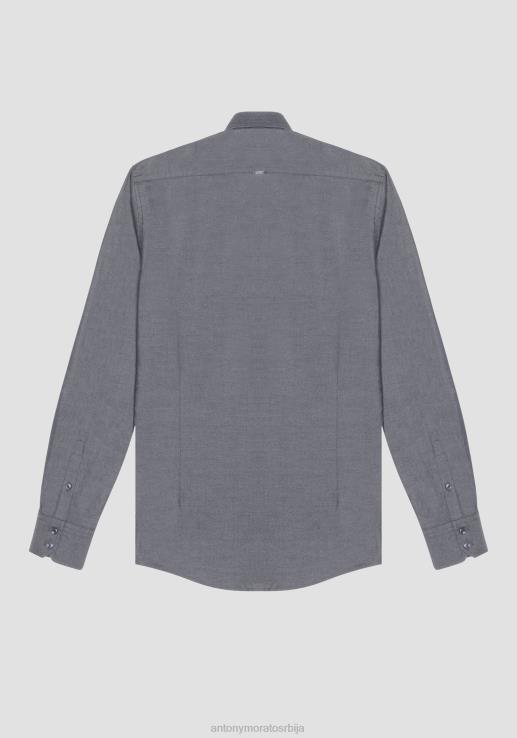 Antony Morato мушкарци наполи слим-фит кошуља од чистог памука који се лако пегла са ефектом тексаса светло плава одећу D6D06115